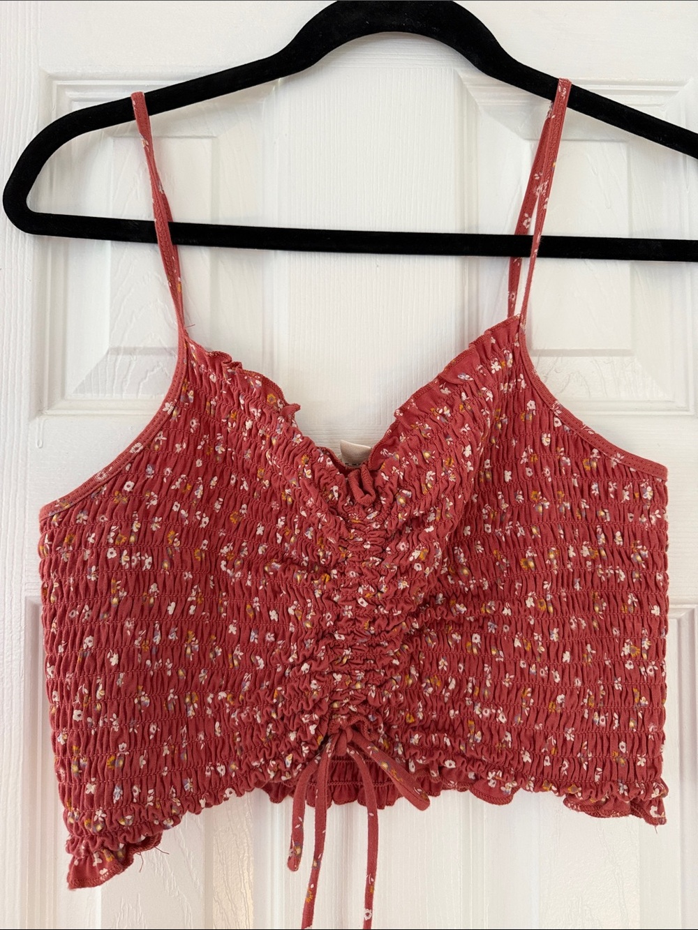 Aeropostale Rust Floral Ruched Crop Cami